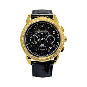 Patek Philippe Complication Patek Philippe Grand Style Automatic Watch, Black Dial Diamond Index Leather StrapDiamond Watch