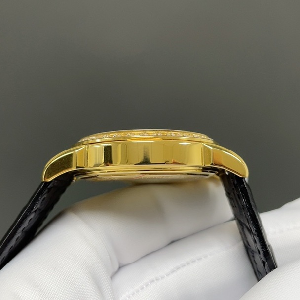Patek Philippe Complication Patek Philippe Grand Style Automatic Watch, Black Dial Diamond Index Leather StrapDiamond Watch