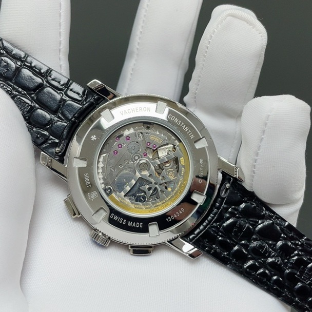 Vacheron Constantin TraditioVacheron Constantin Patrimony Style Automatic Watch, White Dial Roman Numeral Chronograph Leather Strapn Calendar Watch
