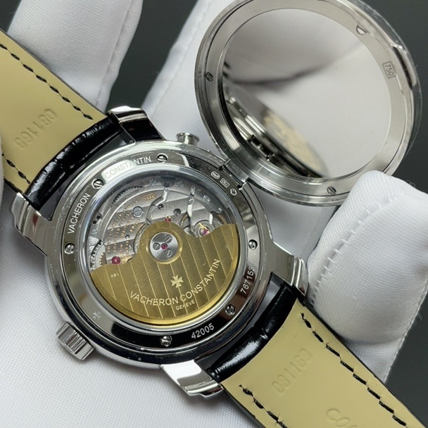 Vacheron Constantin Malta DVacheron Constantin Patrimony Style Automatic Watch, White Dial Roman Numeral Date Leather Strapual Time Watch