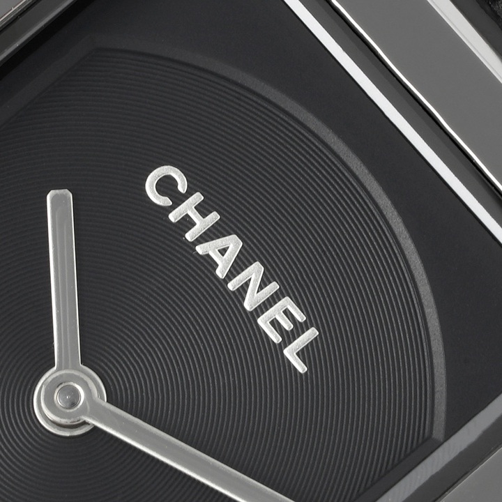 Chanel Boy Friend Style Quartz Watch, Black Dial Date Tweed Steel Bracelet