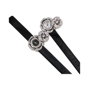 Chanel Camellia Dual Dial Watch, Mother-of-Pearl Dial Diamond Set Leather Strap