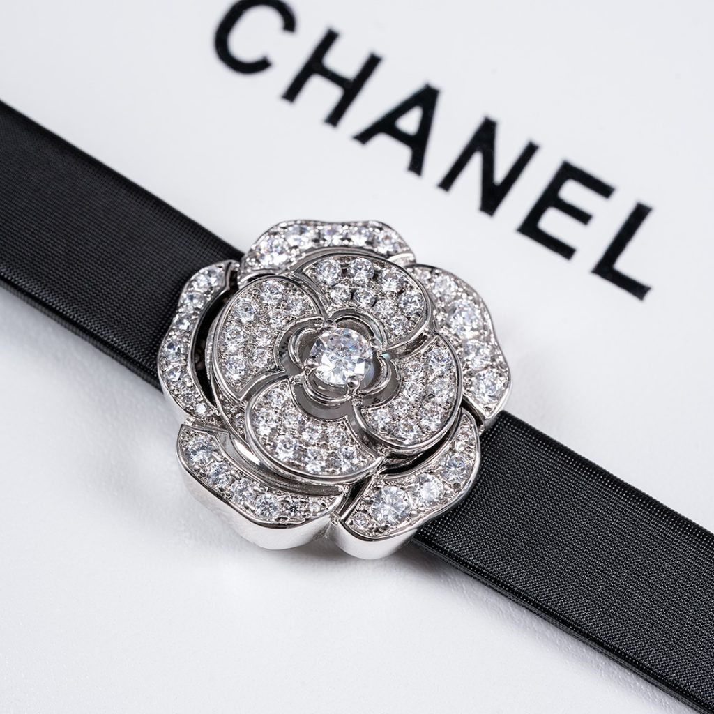 Chanel Camellia Dual Dial Watch, Mother-of-Pearl Dial Diamond Set Leather Strap