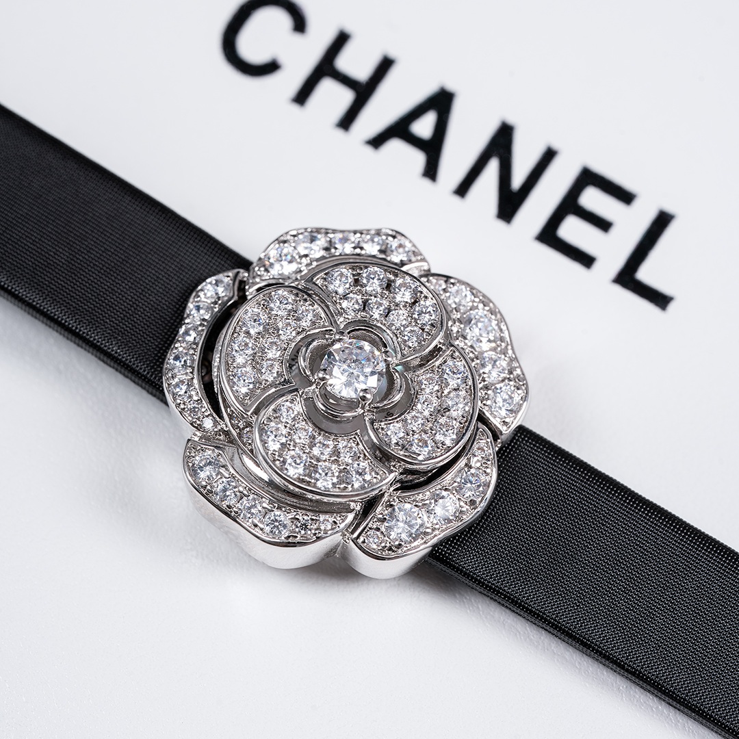 Chanel Camellia Dual Dial Watch, Mother-of-Pearl Dial Diamond Set Leather Strap