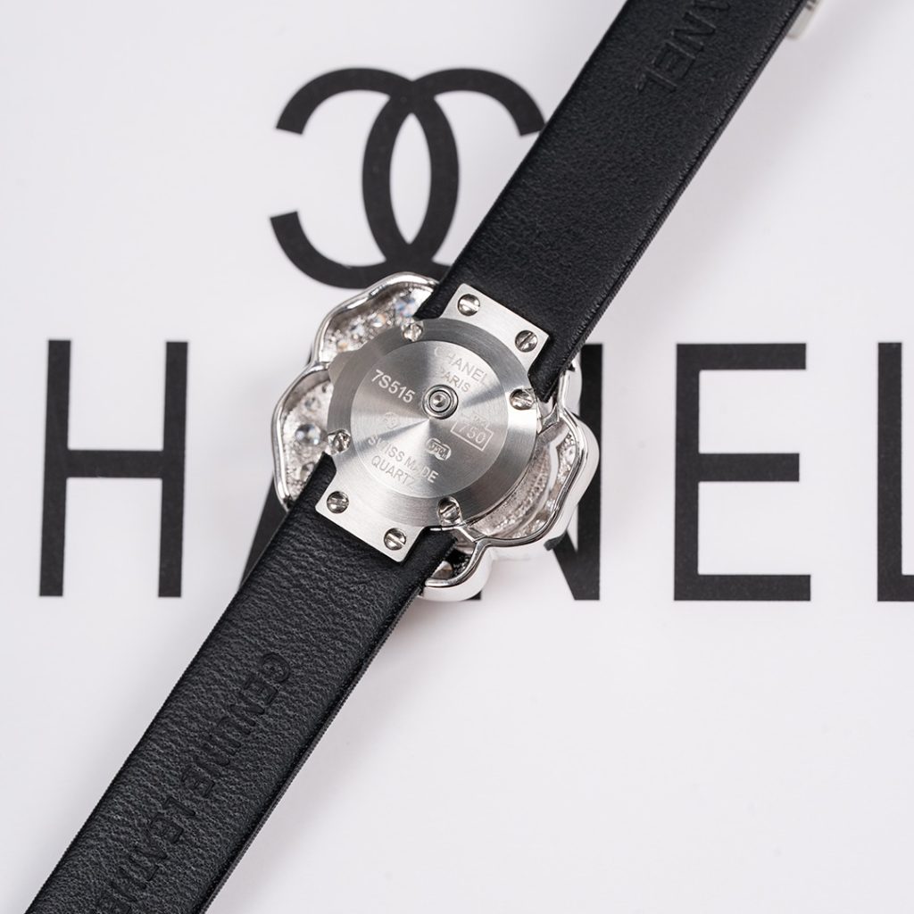 Chanel Camellia Dual Dial Watch, Mother-of-Pearl Dial Diamond Set Leather Strap