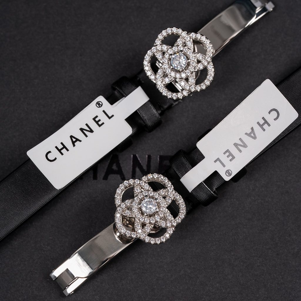 Chanel Camellia Dual Dial Watch, Mother-of-Pearl Dial Diamond Set Leather Strap
