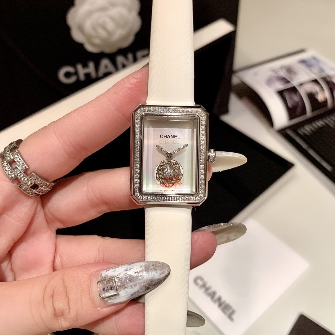 Chanel Premiere Style Tourbillon Watch, Mother-of-Pearl Skeleton Dial Diamond Set Octagonal Case