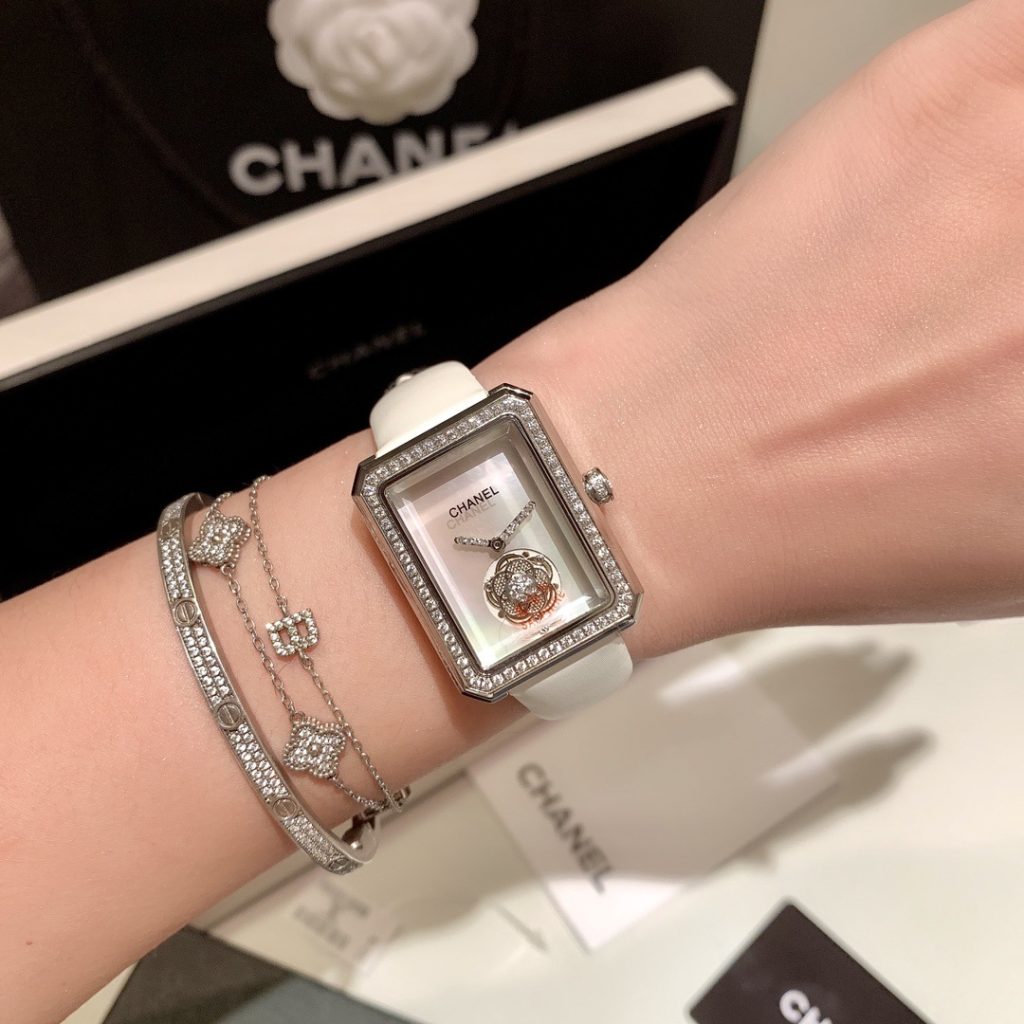Chanel Premiere Style Tourbillon Watch, Mother-of-Pearl Skeleton Dial Diamond Set Octagonal Case