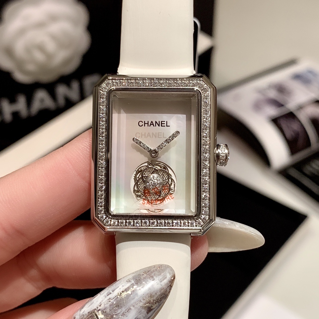 Chanel Premiere Style Tourbillon Watch, Mother-of-Pearl Skeleton Dial Diamond Set Octagonal Case