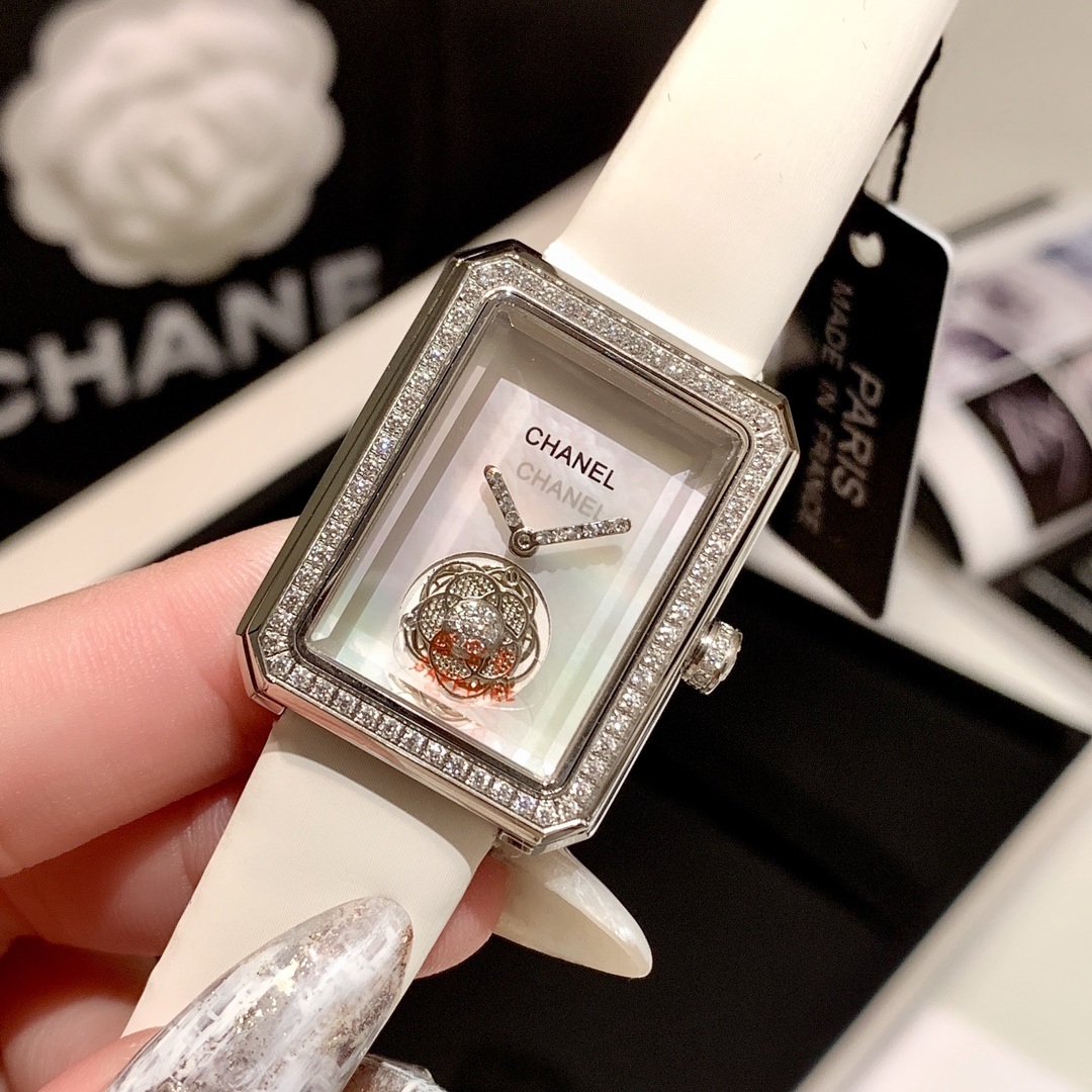 Chanel Premiere Style Tourbillon Watch, Mother-of-Pearl Skeleton Dial Diamond Set Octagonal Case
