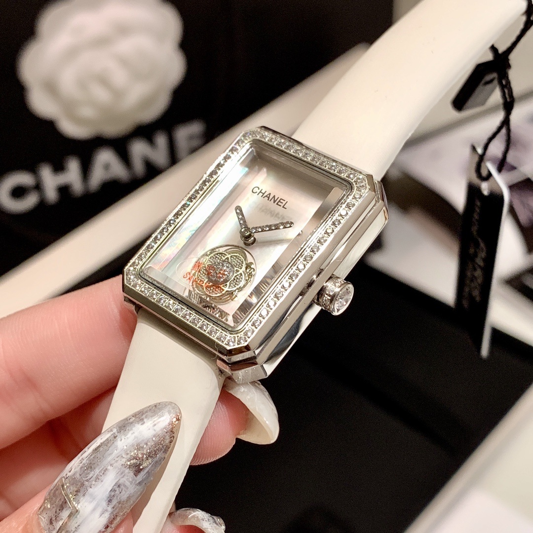 Chanel Premiere Style Tourbillon Watch, Mother-of-Pearl Skeleton Dial Diamond Set Octagonal Case