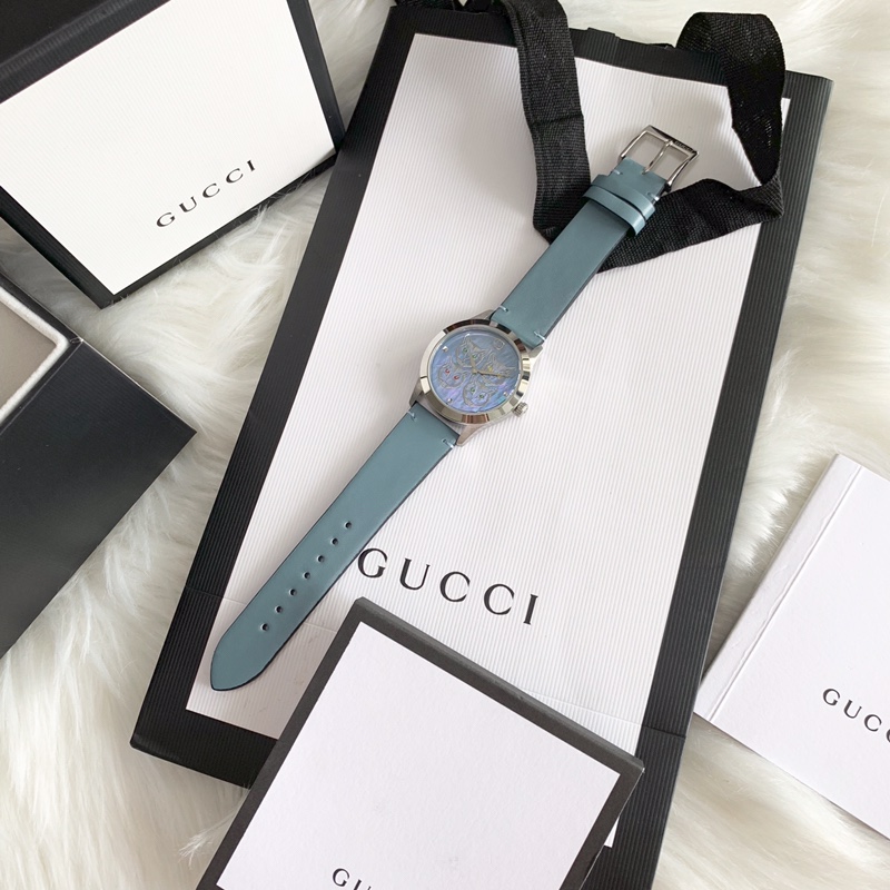 Gucci Mystic Cat Watch, Mother-of-Pearl Cat Dial Leather Strap