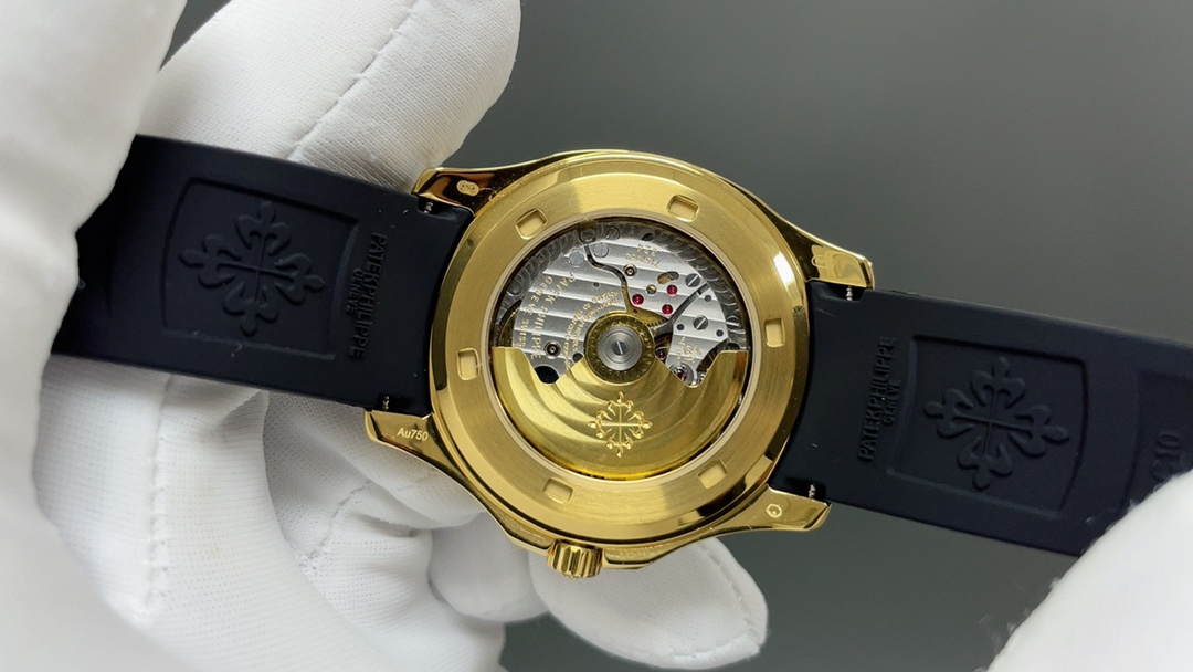 Patek Philippe Aquanaut-Style Diamond-Set Watch, Black Dial Rubber Strap