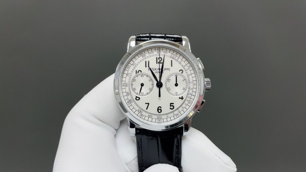 Patek Philippe Chronograph-Style Watch with Blue Dial and Leather Strap