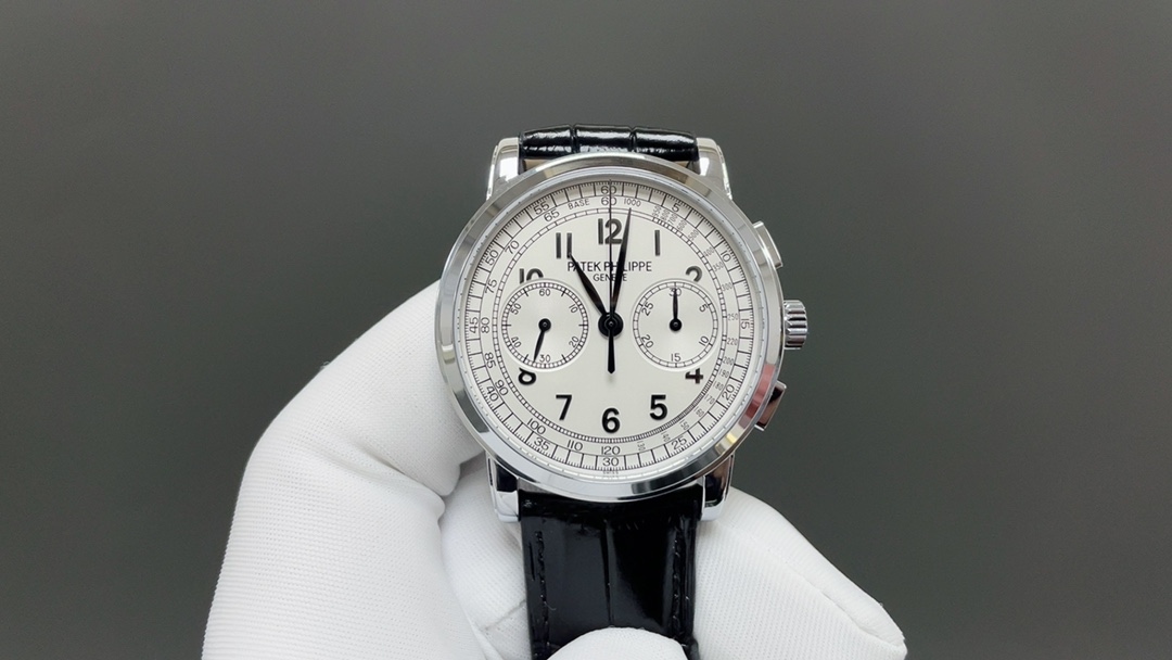 Patek Philippe Chronograph-Style Watch with Blue Dial and Leather Strap