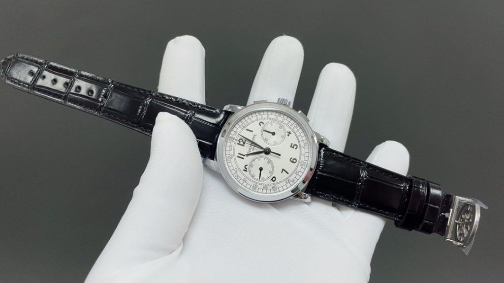 Patek Philippe Chronograph-Style Watch with Blue Dial and Leather Strap