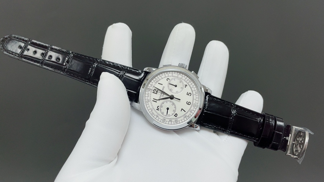 Patek Philippe Chronograph-Style Watch with Blue Dial and Leather Strap