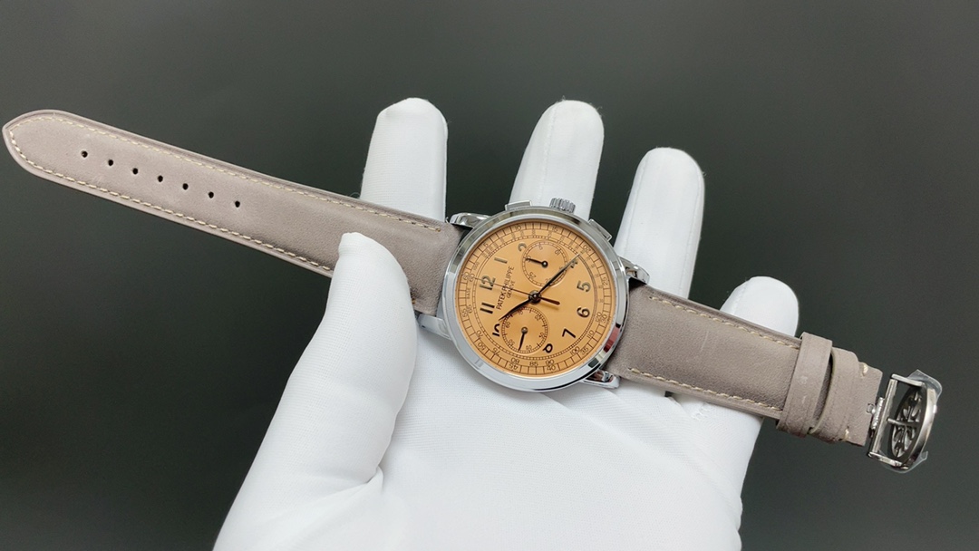 Patek Philippe Chronograph-Style Watch with Blue Dial and Leather Strap