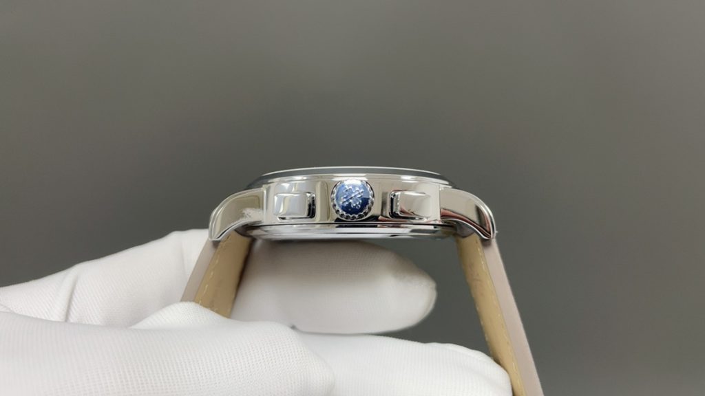 Patek Philippe Chronograph-Style Watch with Blue Dial and Leather Strap