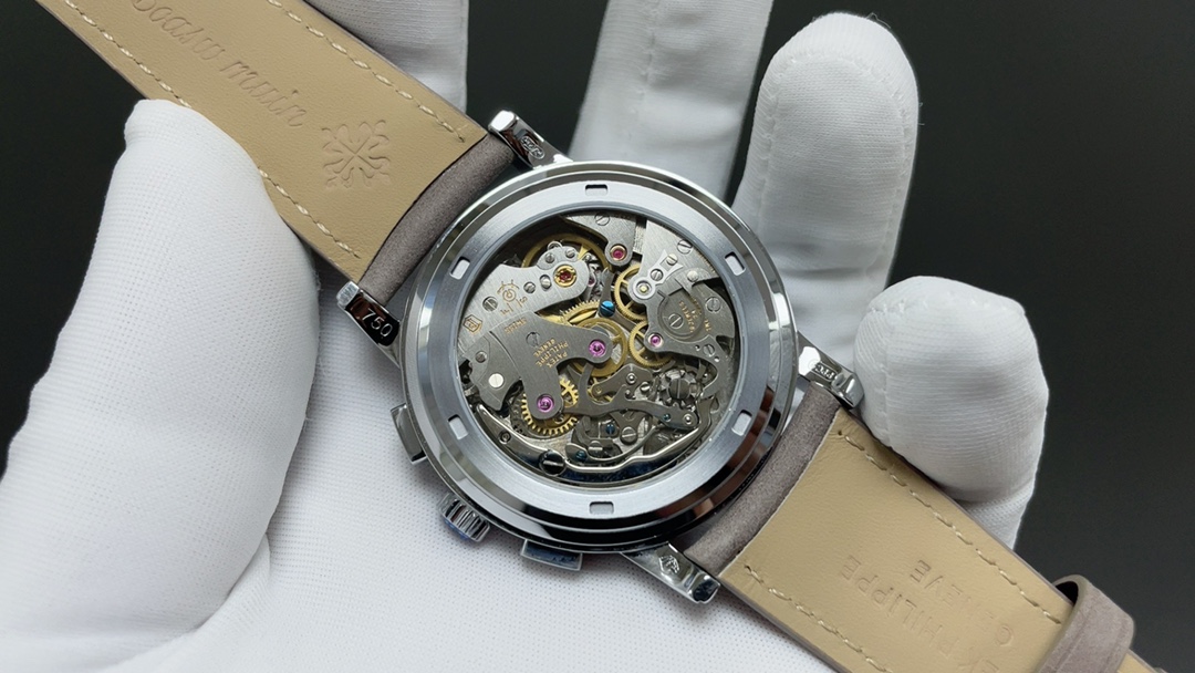 Patek Philippe Chronograph-Style Watch with Blue Dial and Leather Strap
