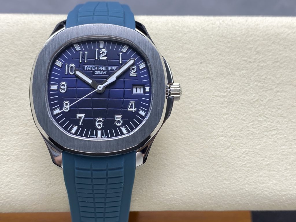 Patek Philippe Aquanaut-Style Watch with Blue Grid Dial and Rubber Strap