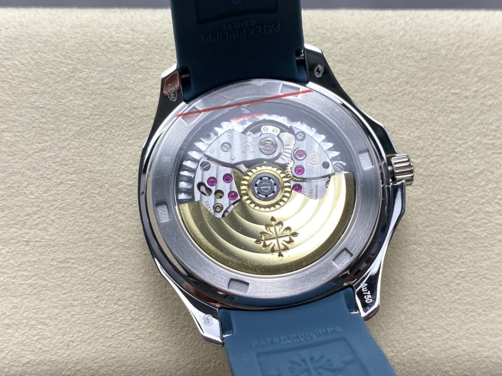 Patek Philippe Aquanaut-Style Watch with Blue Grid Dial and Rubber Strap