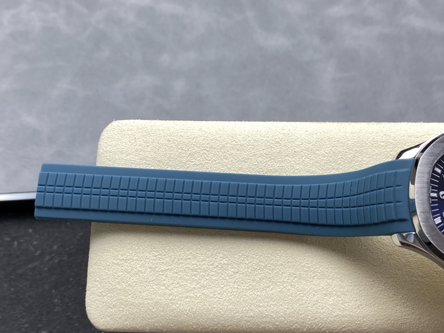 Patek Philippe Aquanaut-Style Watch with Blue Grid Dial and Rubber Strap