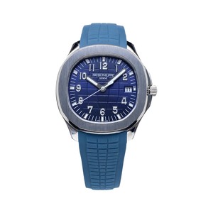 Patek Philippe Aquanaut-Style Watch with Blue Grid Dial and Rubber Strap