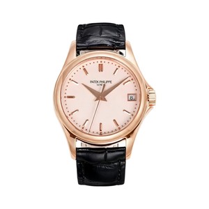 Patek Philippe Classic Watch Patek Philippe Calatrava Style Automatic Watch, Silver Dial Date Leather Strapwith Mother-of-Pearl Dial and Black Leather Strap