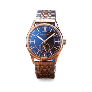 Patek Philippe Automatic Watch with Two-Tone Bracelet and Blue Dial