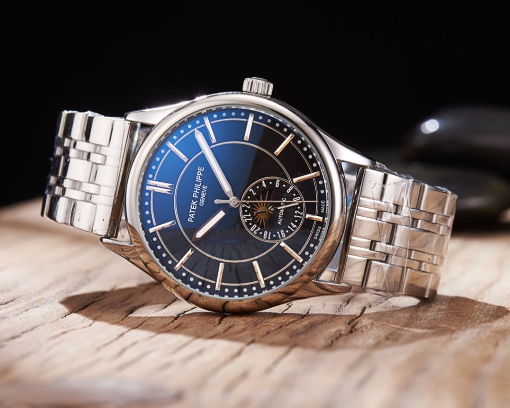 Patek Philippe Automatic Watch with Two-Tone Bracelet and Blue Dial
