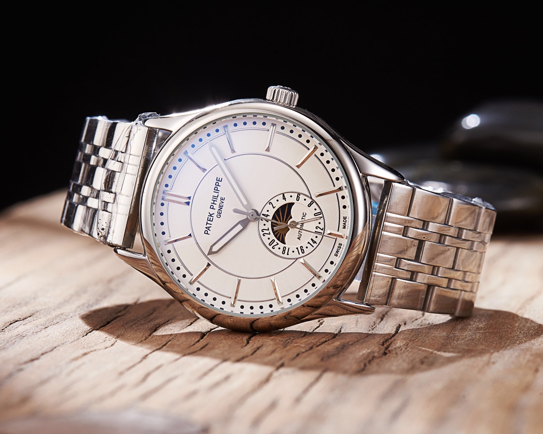 Patek Philippe Automatic Watch with Two-Tone Bracelet and Blue Dial