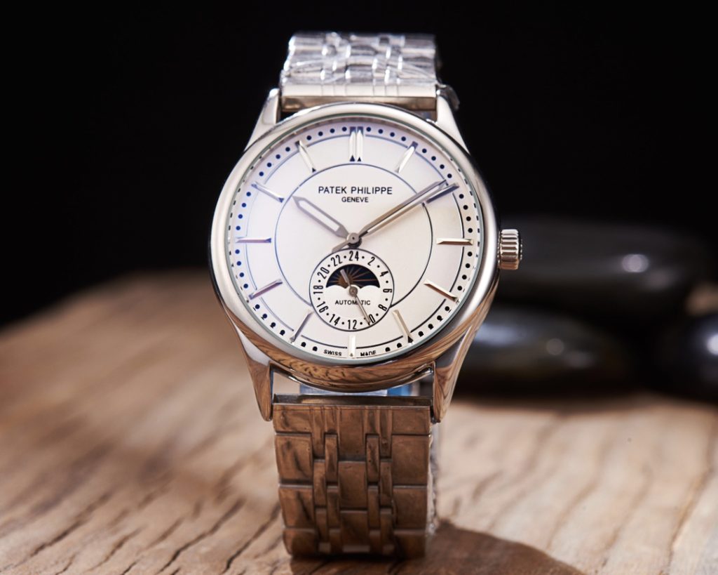 Patek Philippe Automatic Watch with Two-Tone Bracelet and Blue Dial