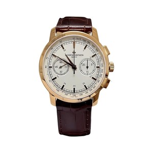 Vacheron Constantin Chronograph-Style Watch with Rose-Gold Case and Brown Leather Strap