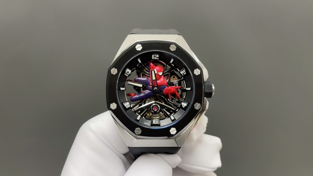 Octagonal Skeleton Watch wiAudemars Piguet Royal Style Automatic Watch, Rubber Strapth 3D Character Display