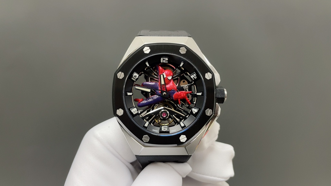 Octagonal Skeleton Watch wiAudemars Piguet Royal Style Automatic Watch, Rubber Strapth 3D Character Display