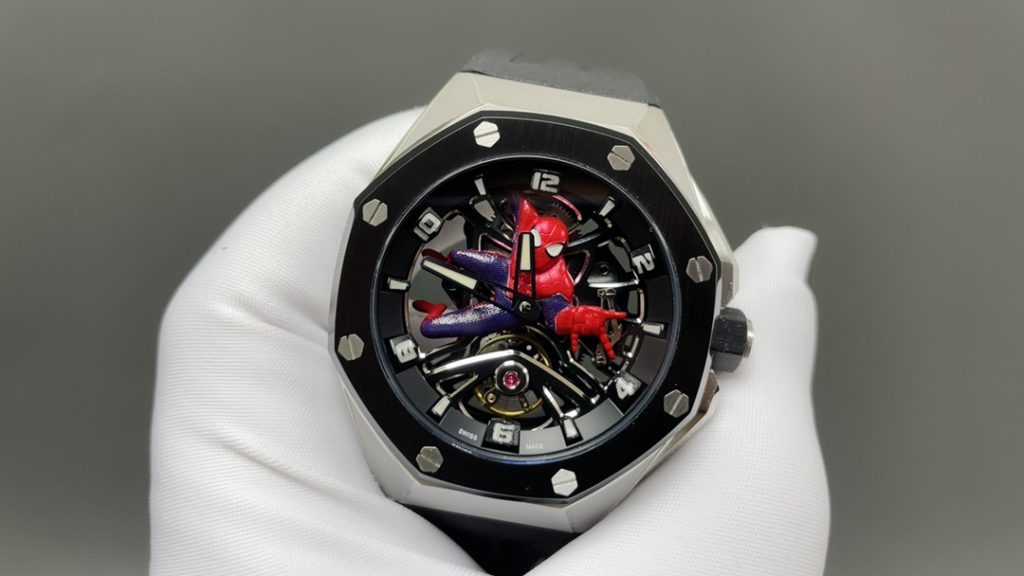 Octagonal Skeleton Watch wiAudemars Piguet Royal Style Automatic Watch, Rubber Strapth 3D Character Display