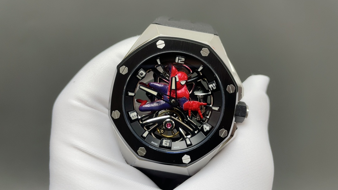 Octagonal Skeleton Watch wiAudemars Piguet Royal Style Automatic Watch, Rubber Strapth 3D Character Display