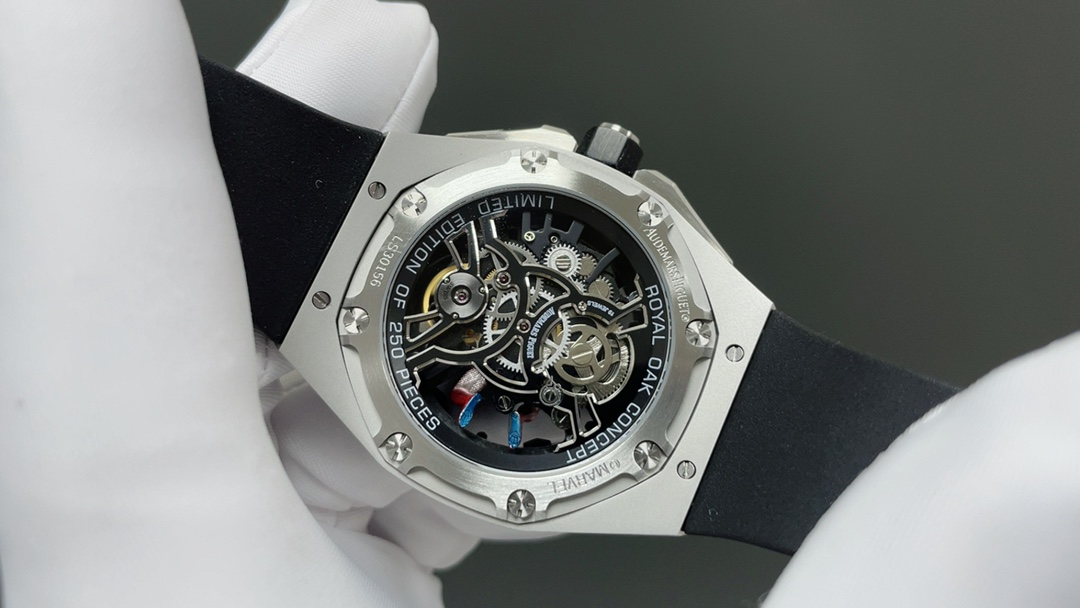 Octagonal Skeleton Watch wiAudemars Piguet Royal Style Automatic Watch, Rubber Strapth 3D Character Display