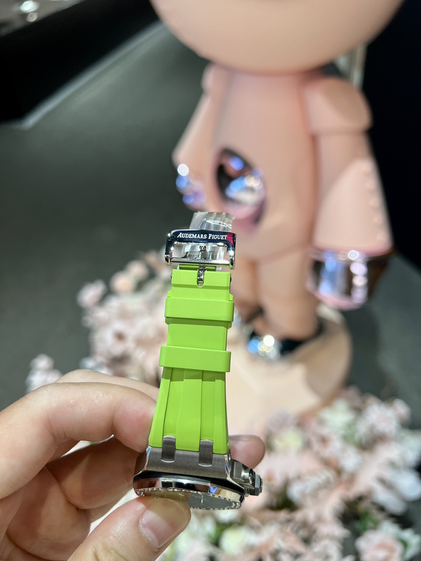 Audemars Piguet Royal Oak-Style Chronograph with Diamond Bezel and Lime Dial