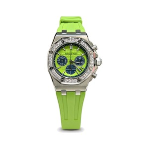 Audemars Piguet Royal Oak-Style Chronograph with Diamond Bezel and Lime Dial