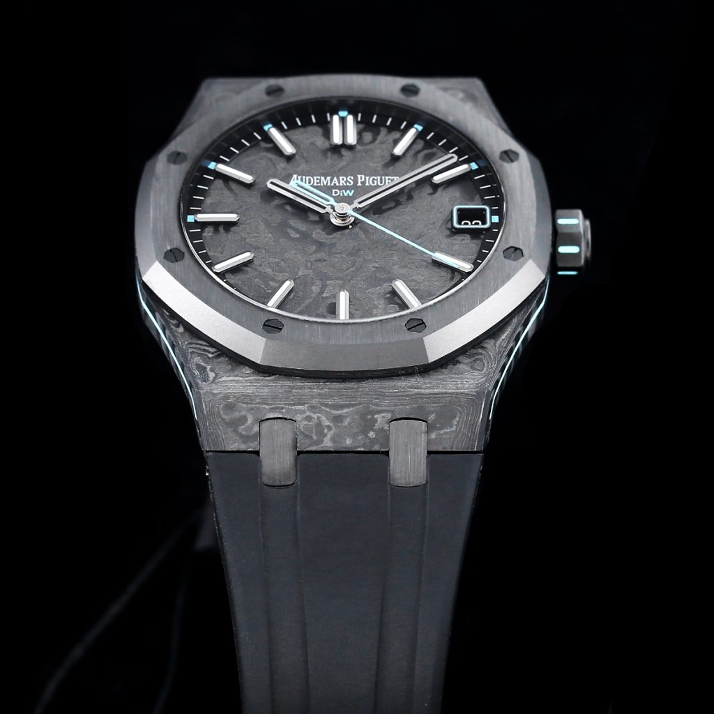 Audemars Piguet Royal Oak-Style Carbon Composite Watch with Marbled Dial