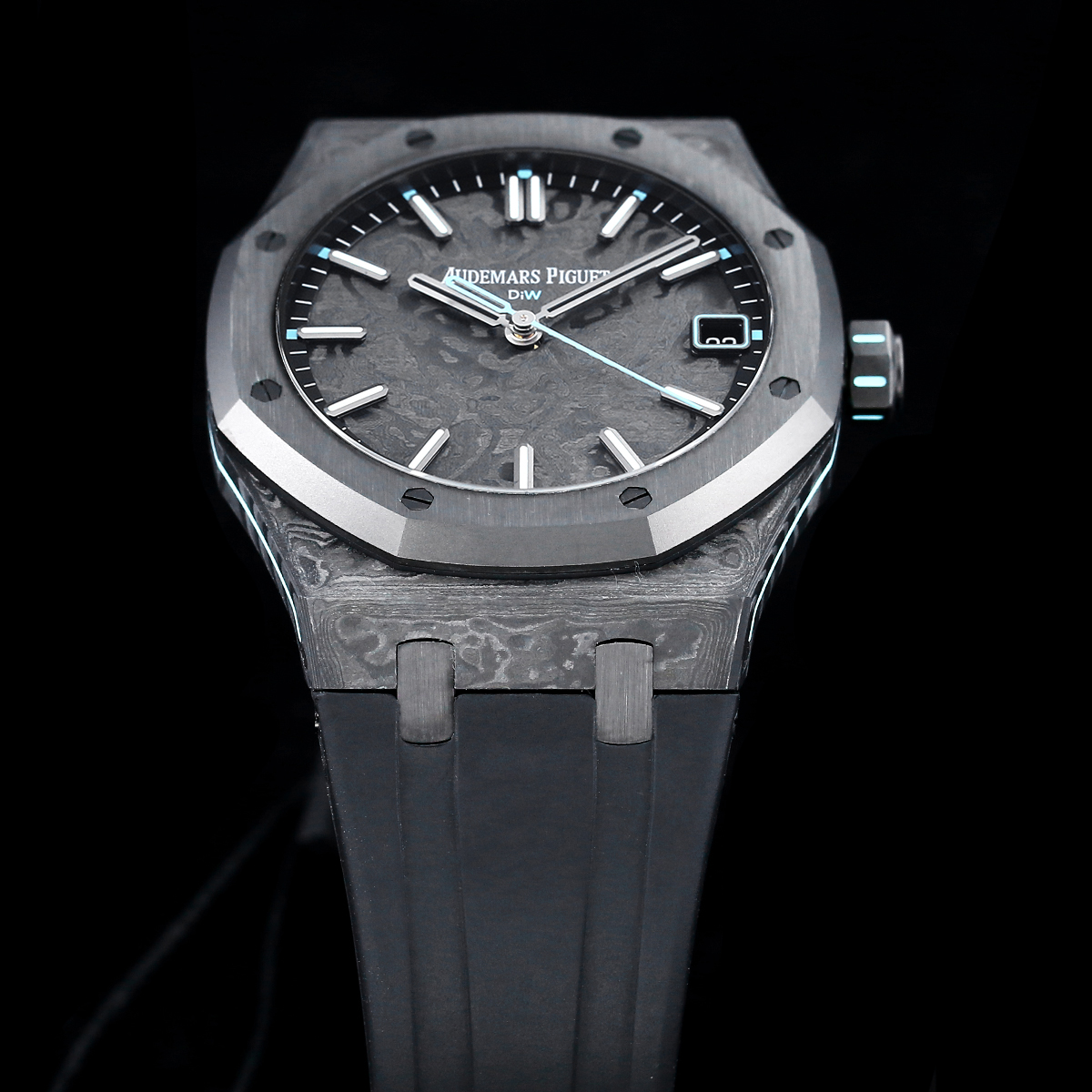 Audemars Piguet Royal Oak-Style Carbon Composite Watch with Marbled Dial