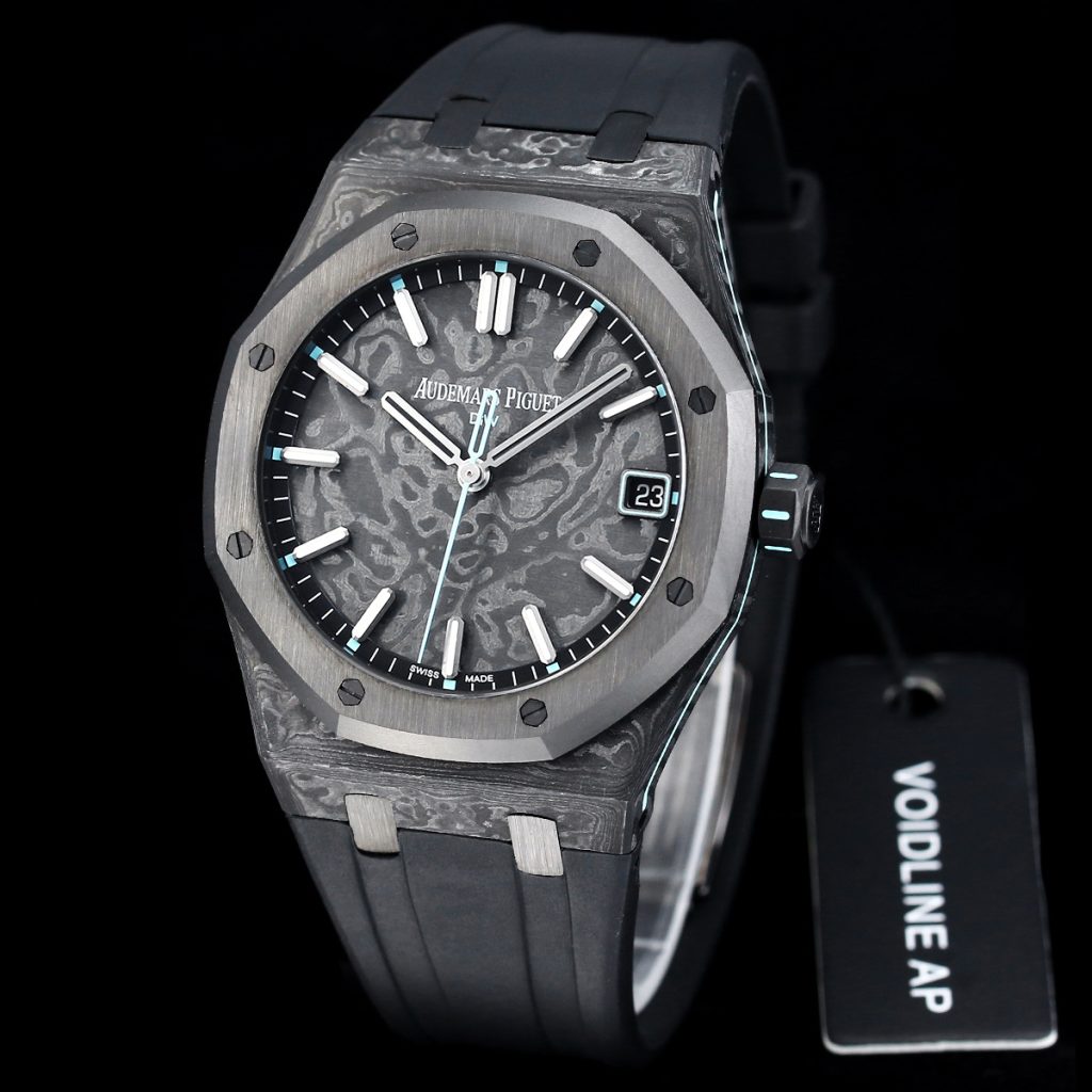 Audemars Piguet Royal Oak-Style Carbon Composite Watch with Marbled Dial