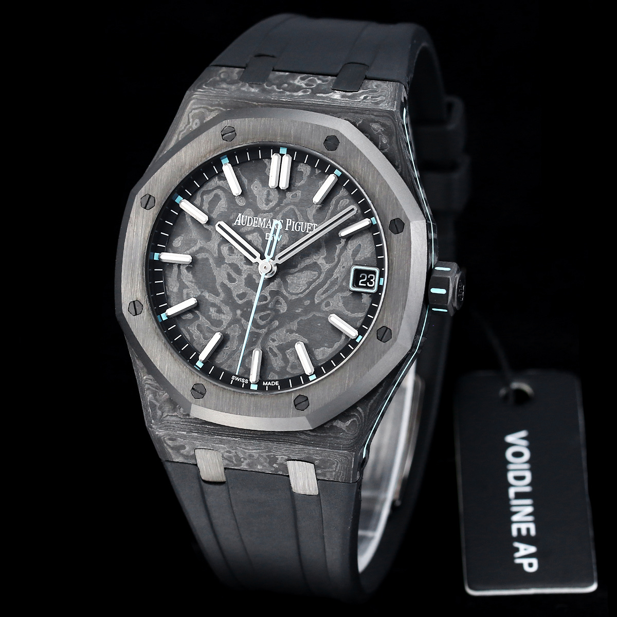 Audemars Piguet Royal Oak-Style Carbon Composite Watch with Marbled Dial