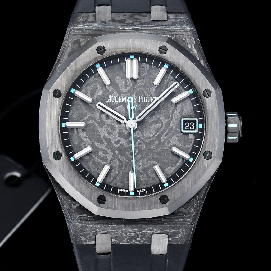 Audemars Piguet Royal Oak-Style Carbon Composite Watch with Marbled Dial