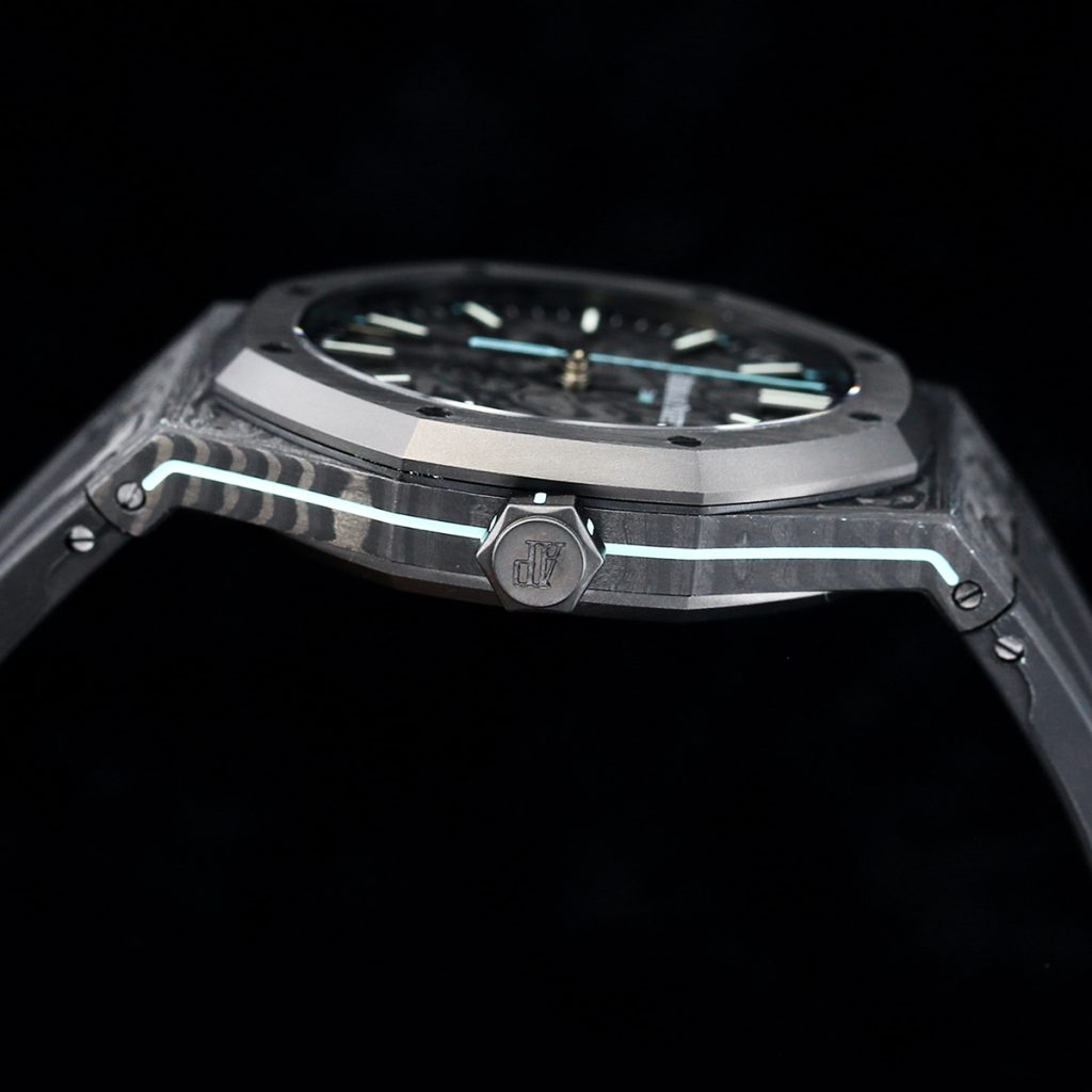 Audemars Piguet Royal Oak-Style Carbon Composite Watch with Marbled Dial