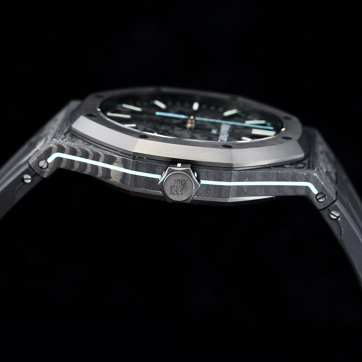 Audemars Piguet Royal Oak-Style Carbon Composite Watch with Marbled Dial