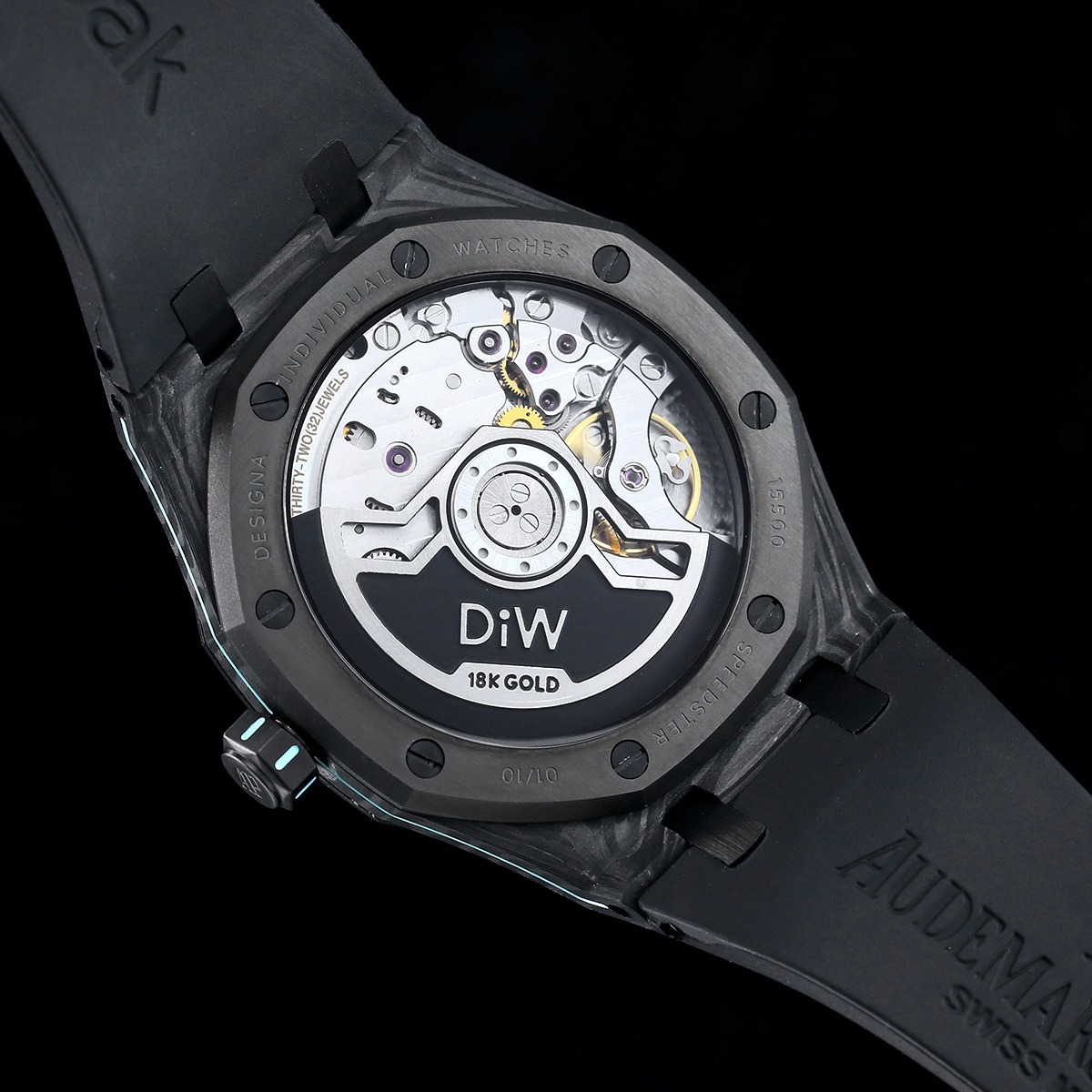 Audemars Piguet Royal Oak-Style Carbon Composite Watch with Marbled Dial