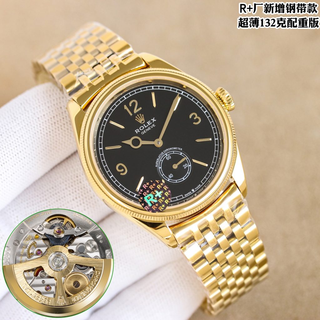 Rolex-Style Watch with Blue Dial and Gold Bracelet
